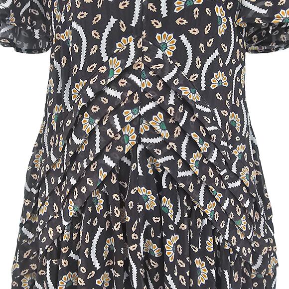 Stevie May Womans size XS Anise Kabuki Crepe Black Floral Midi Dress V-Neck FLAW - Picture 3 of 9